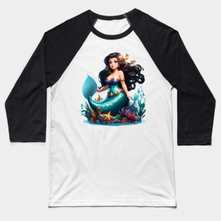 Raven haired Cute Little Plus Size Mermaid Baseball T-Shirt